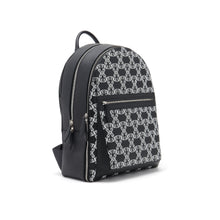 Load image into Gallery viewer, Black Backpack Michelangelo in Grained Leather With White Logo Pattern