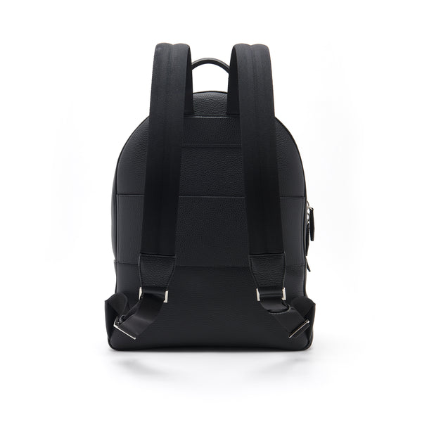 Load image into Gallery viewer, Black Backpack Michelangelo in Grained Leather With White Logo Pattern