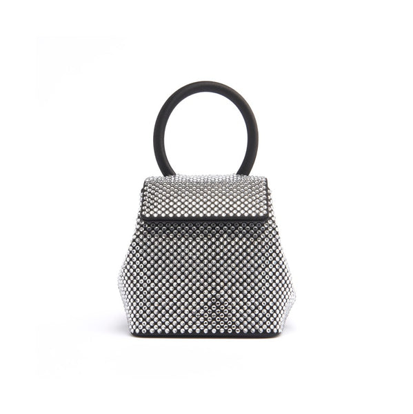 Load image into Gallery viewer, Black and White Strass Satin Mini Liza