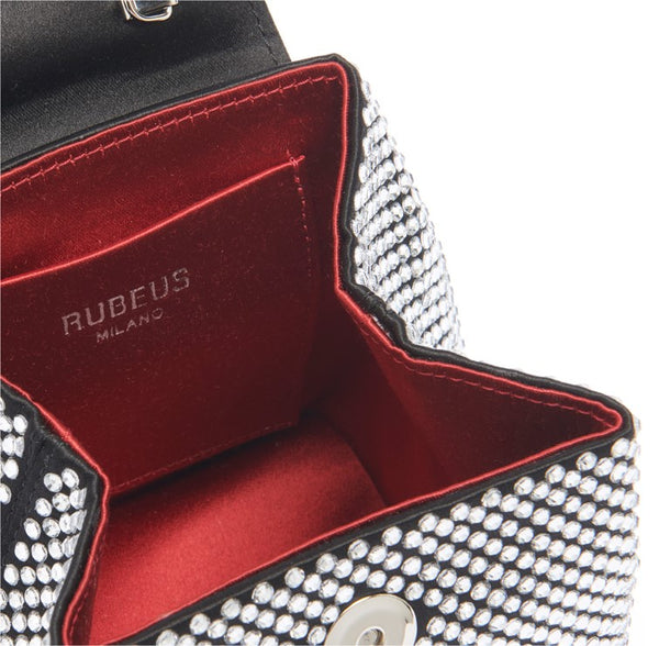Load image into Gallery viewer, Black and White Strass Satin Mini Liza