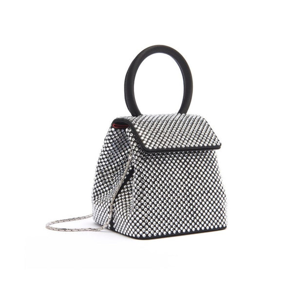 Load image into Gallery viewer, Black and White Strass Satin Mini Liza