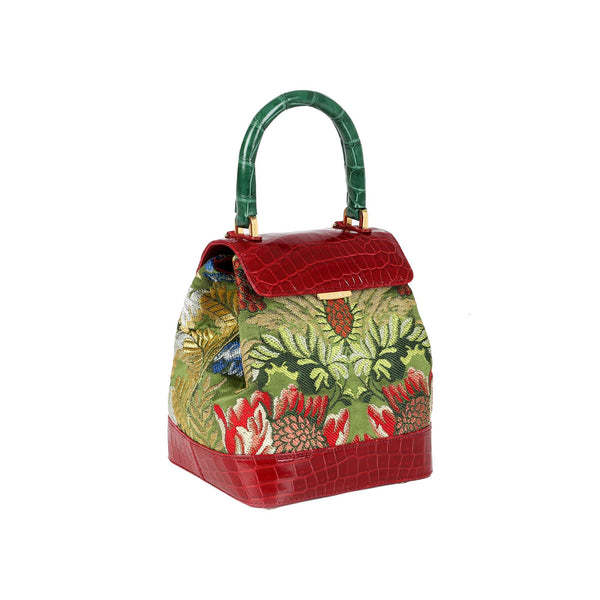 Load image into Gallery viewer, Liza Small in Red with Gold and Silver Threads