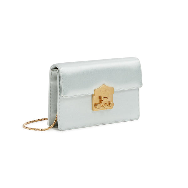 Load image into Gallery viewer, Baby Blue Satin Flash Wallet Clutch