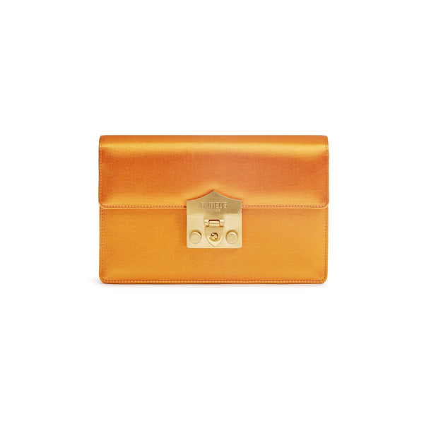Load image into Gallery viewer, Orange Satin Flash Wallet Clutch