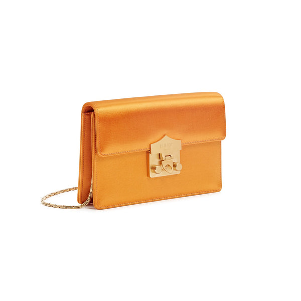 Load image into Gallery viewer, Orange Satin Flash Wallet Clutch