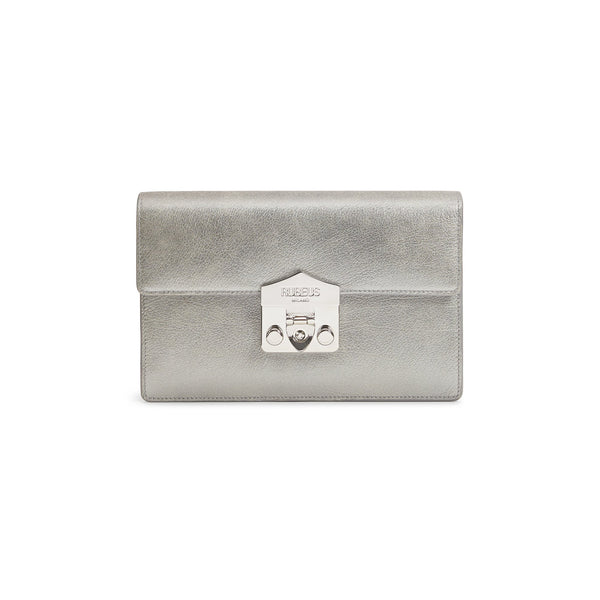 Load image into Gallery viewer, Silver Calfskin Flash Wallet Clutch