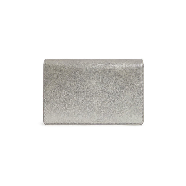Load image into Gallery viewer, Silver Calfskin Flash Wallet Clutch