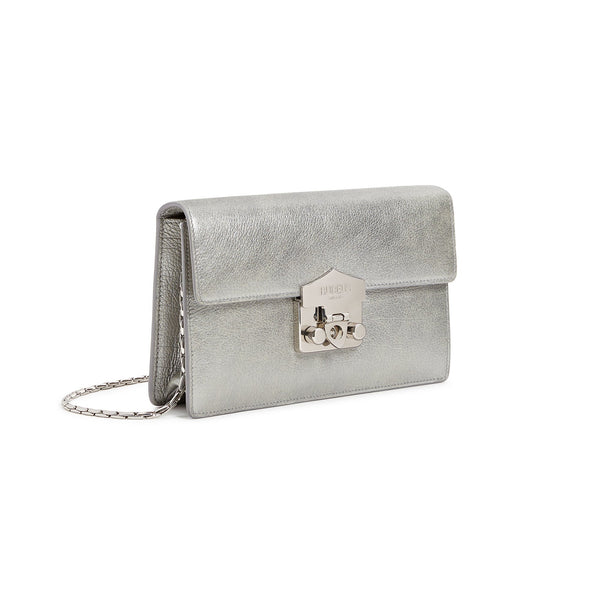 Load image into Gallery viewer, Silver Calfskin Flash Wallet Clutch