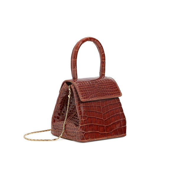 Cargar imagen en el visor de la galería, Cognac Crocodile Mini Liza