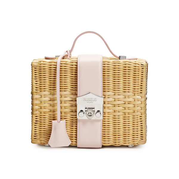 Load image into Gallery viewer, Pink Calfskin Flash Straw Bag
