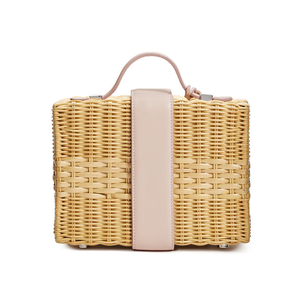 Load image into Gallery viewer, Pink Calfskin Flash Straw Bag