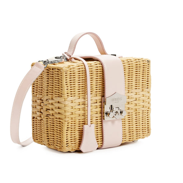 Load image into Gallery viewer, Pink Calfskin Flash Straw Bag