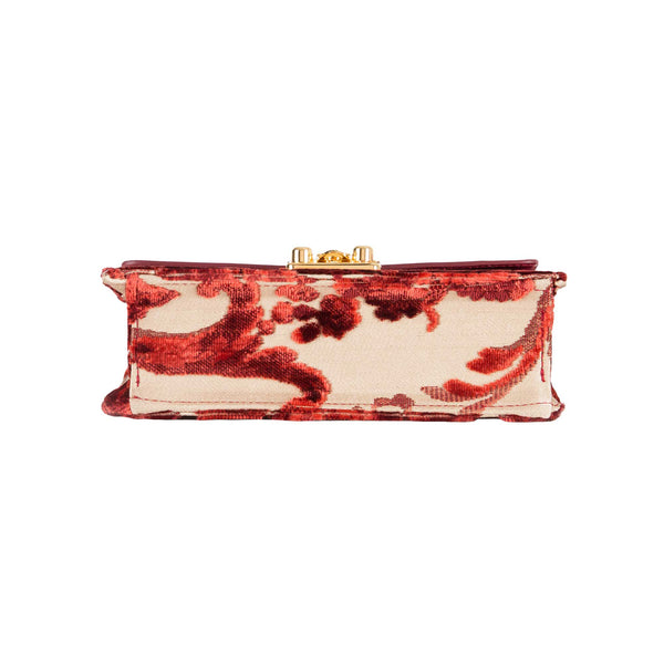 Load image into Gallery viewer, Small Flash Natale Bag in Grottesche Velvet and Red Crocodile