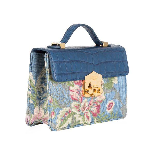 Load image into Gallery viewer, Small Flash Natale Bag in Light Blue Lampas
