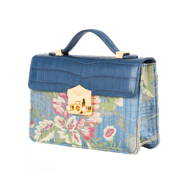 Load image into Gallery viewer, Small Flash Natale Bag in Light Blue Lampas
