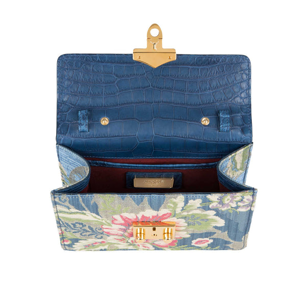 Load image into Gallery viewer, Small Flash Natale Bag in Light Blue Lampas