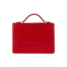 Load image into Gallery viewer, Small Flash Natale Bag in Red and Light Blue Lampas with embroidery