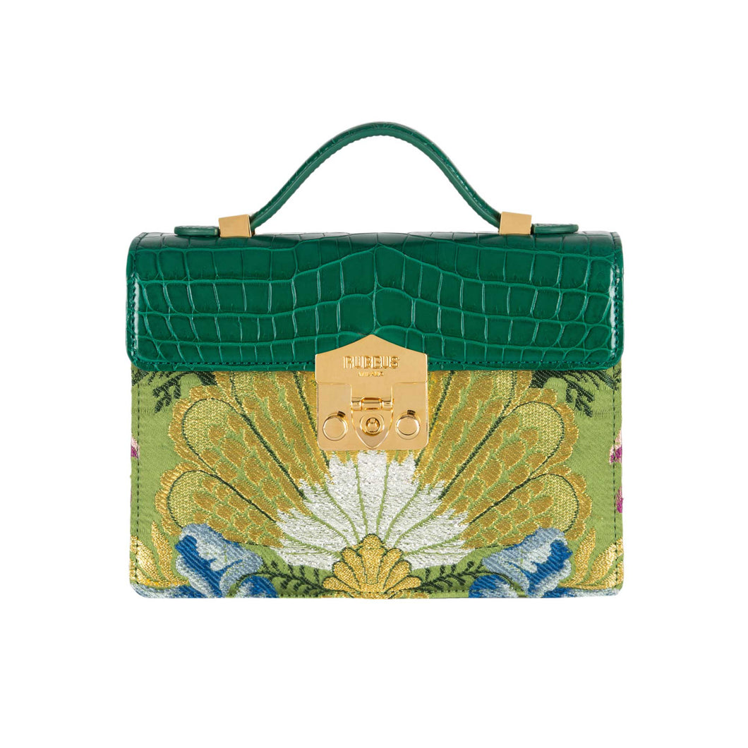 Small Flash Natale Bag in Green Jacquard