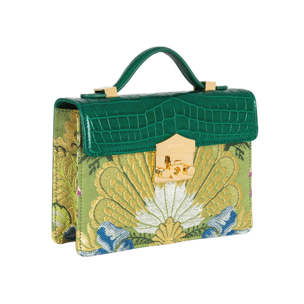 Load image into Gallery viewer, Small Flash Natale Bag in Green Jacquard