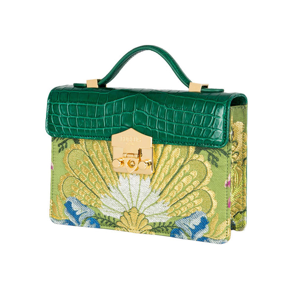 Load image into Gallery viewer, Small Flash Natale Bag in Green Jacquard