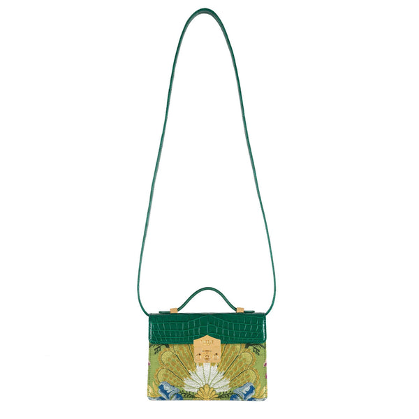 Load image into Gallery viewer, Small Flash Natale Bag in Green Jacquard