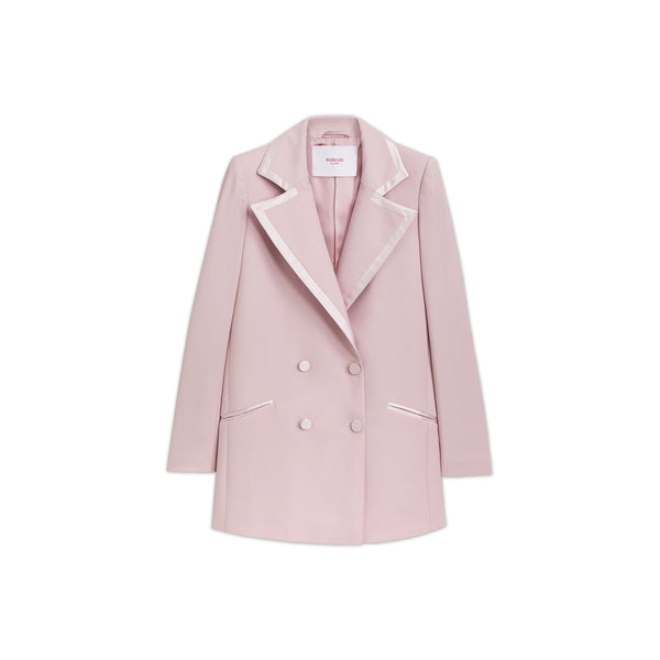 Load image into Gallery viewer, Pink Wool Satin Oversized Blazer
