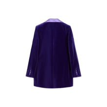 Load image into Gallery viewer, Violet Maxi Silk Rever Double Breasted Blazer