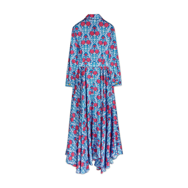 Load image into Gallery viewer, Blue Silk Flower Print Dress