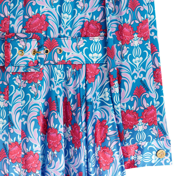 Load image into Gallery viewer, Blue Silk Flower Print Dress