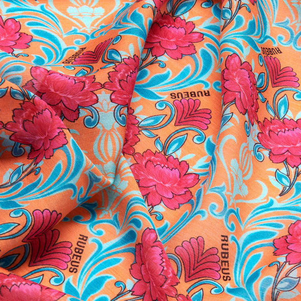 Load image into Gallery viewer, Venetian Peonies Orange Scarf