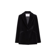Cargar imagen en el visor de la galería, Black Single Breasted Velvet Blazer