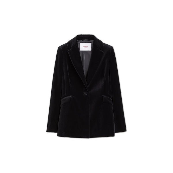 Load image into Gallery viewer, Black Single Breasted Velvet Blazer
