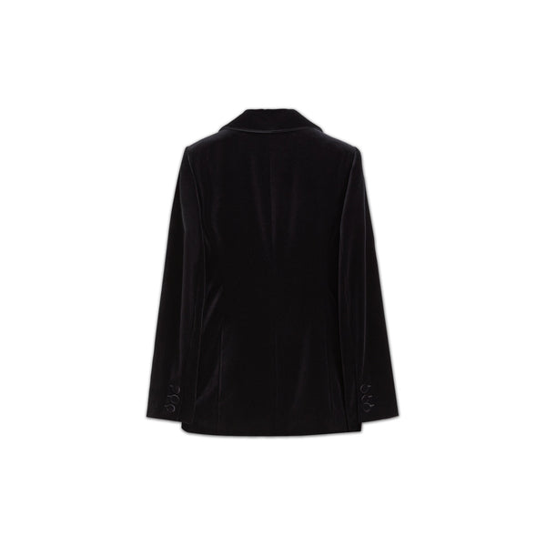 Load image into Gallery viewer, Black Single Breasted Velvet Blazer