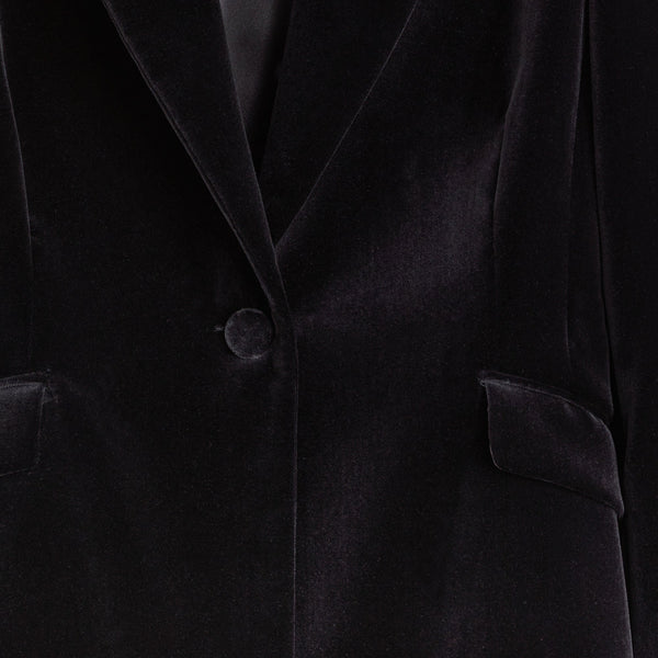 Load image into Gallery viewer, Black Single Breasted Velvet Blazer