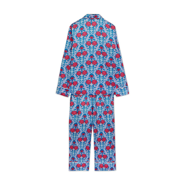 Load image into Gallery viewer, Blue Silk Flower Print Pijama