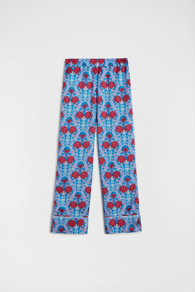 Load image into Gallery viewer, Blue Silk Flower Print Pijama