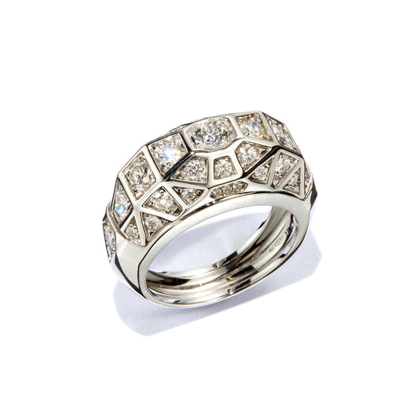 Load image into Gallery viewer, White Gold Duomo Ring Pave