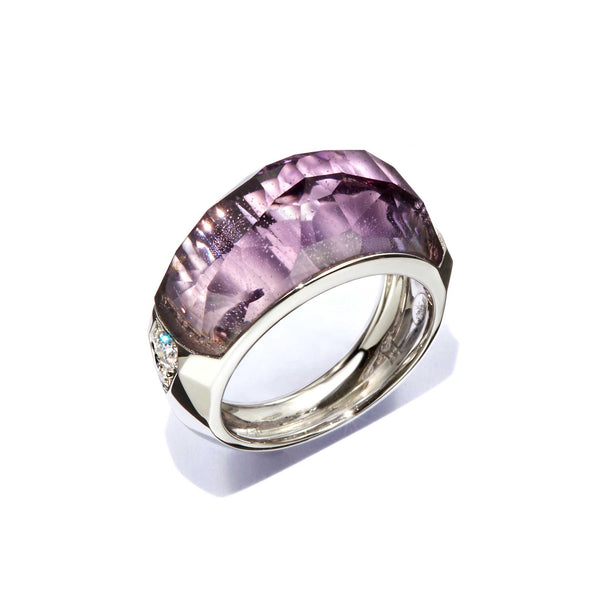 Load image into Gallery viewer, White Gold Amethyst Duomo Ring