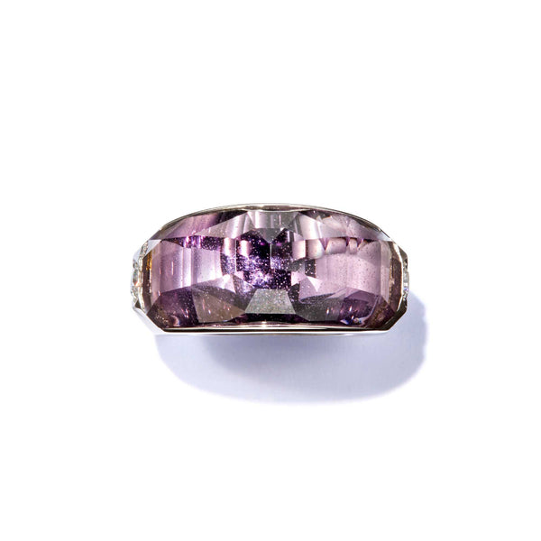 Load image into Gallery viewer, White Gold Amethyst Duomo Ring