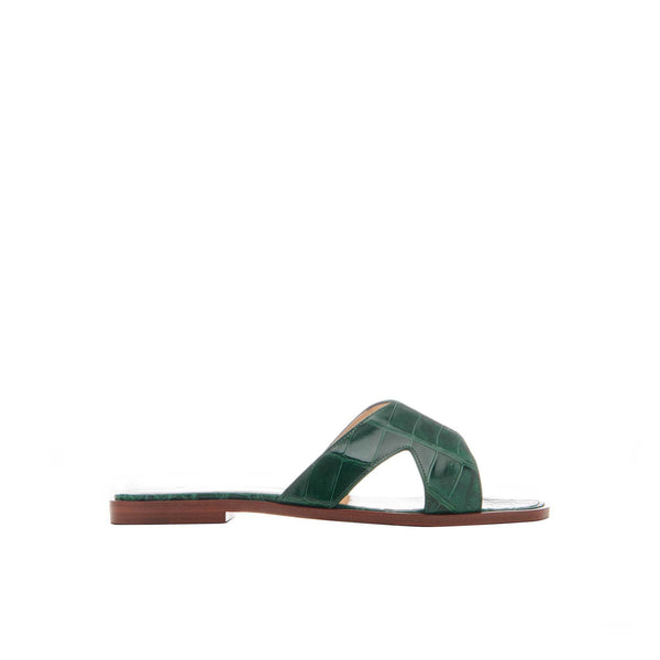 Load image into Gallery viewer, Emerald Crocodile Butterfly Sandals
