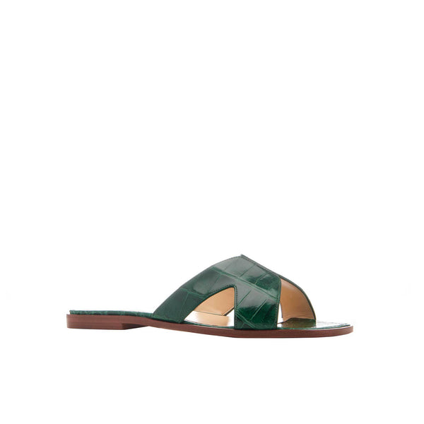 Load image into Gallery viewer, Emerald Crocodile Butterfly Sandals