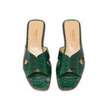 Load image into Gallery viewer, Emerald Crocodile Butterfly Sandals