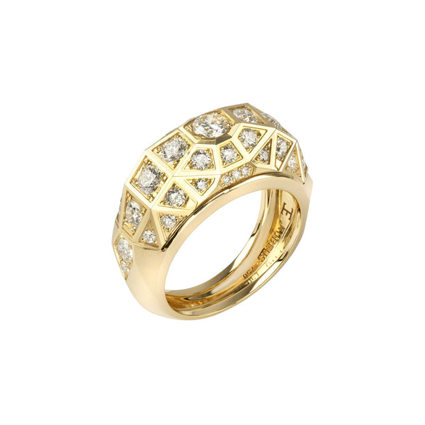 Load image into Gallery viewer, Yellow Gold Duomo Ring Pave