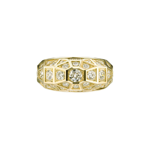 Load image into Gallery viewer, Yellow Gold Duomo Ring Pave