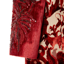 Load image into Gallery viewer, Oversized Coat In Bordeaux Grottesche Velvet With Embroidered Sleeves