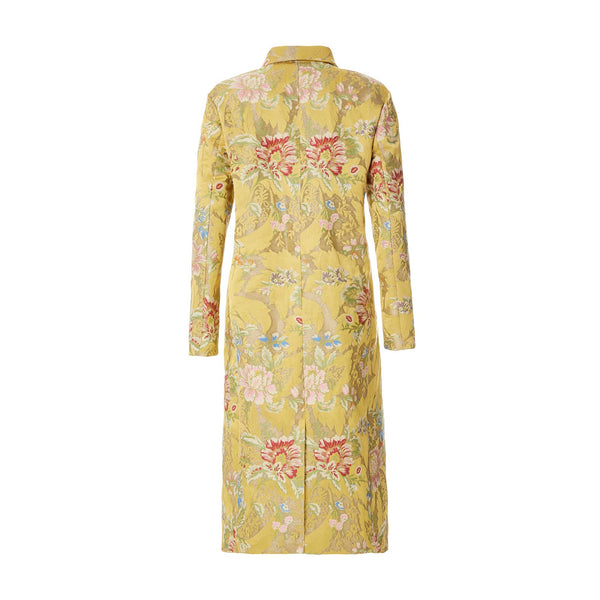 Load image into Gallery viewer, Double Breasted Coat In Gold Lamé Lampas Brocade
