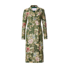 Load image into Gallery viewer, Double Breasted Coat In Emerald Lamé Lampas Brocade