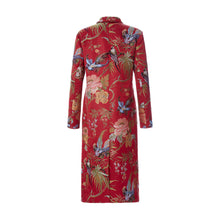 Load image into Gallery viewer, Double Breasted Coat In Birds Red Background Lampas Brocade