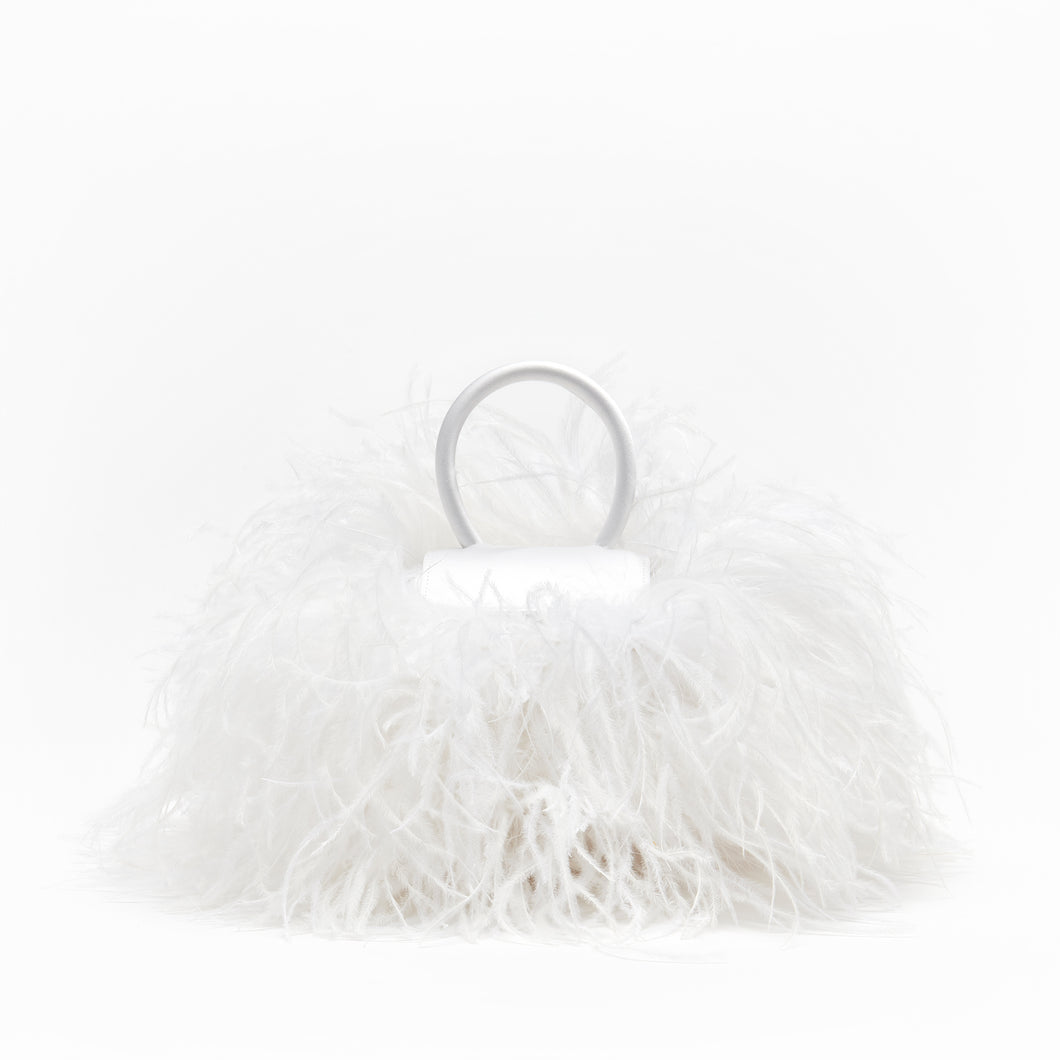 White Feathers Satin Mini Liza