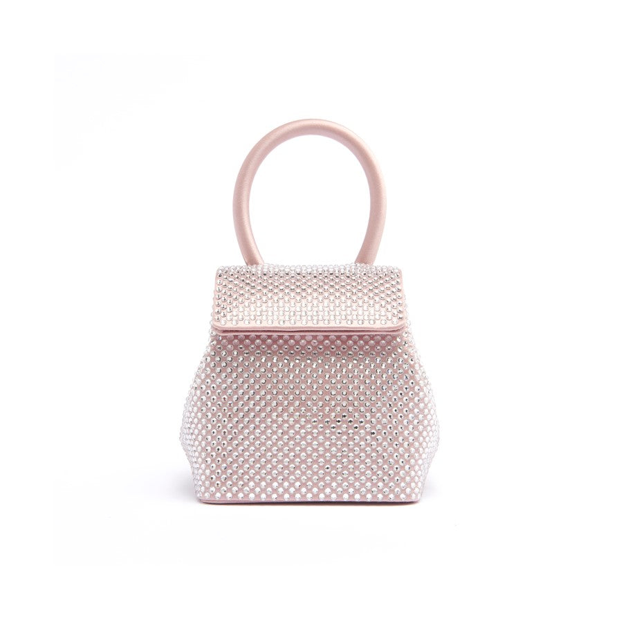 Powder and White Strass Satin Mini Liza